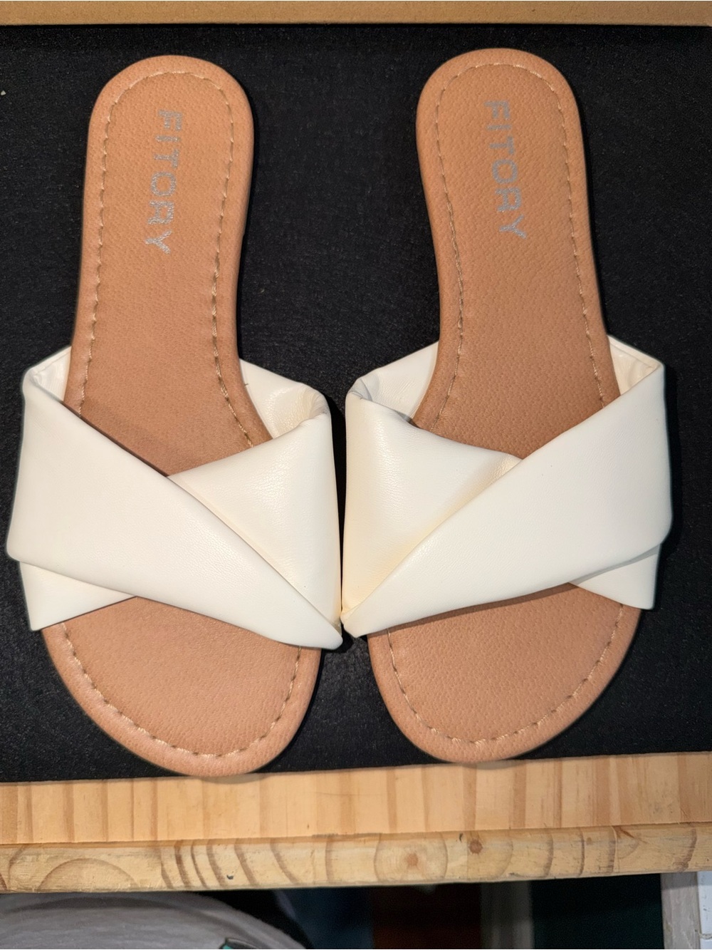 Fitory White Slide Sandals for Women